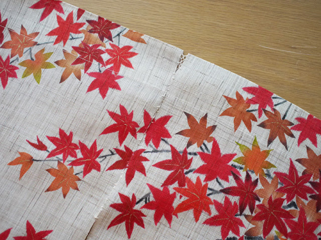 Hand-dyed Linen Noren (Japanese Doorway Curtain) - Autumn Leaves - , Kyoto Noren