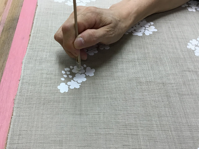 Hand-dyed Linen Noren (Japanese Doorway Curtain) - Reeves Spirea - , Kyoto Noren