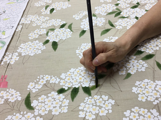 Hand-dyed Linen Noren (Japanese Doorway Curtain) - Reeves Spirea - , Kyoto Noren