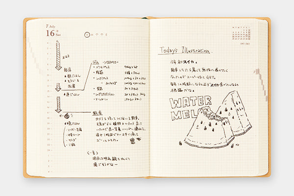 Sale! Midori Planner hibino 2-page-per-day notebook - A6 Size / Camel -, Japanese Planner, Diary, Journal, Agenda