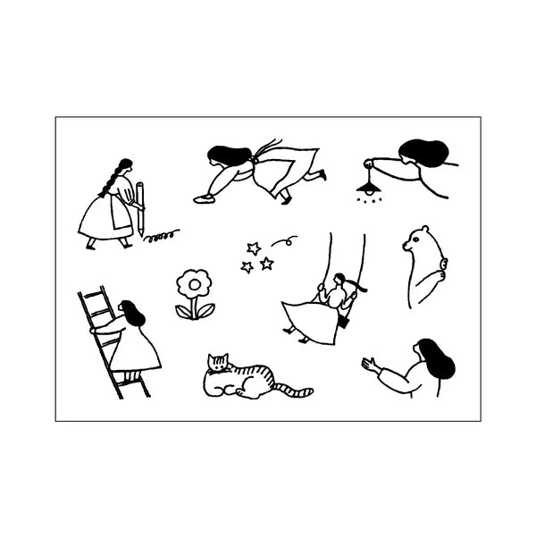 necktie x mizushima: JIZAI Clear Stamp LOG Techo Moriage-tai - Girl -