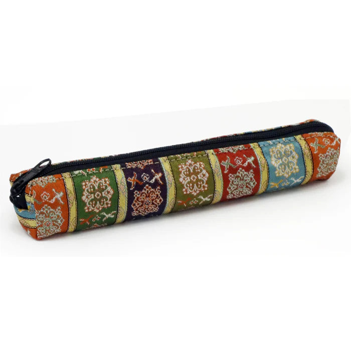 Nishijin-ori Pencil Case - Flowers and Paired Birds - , Made in Kyoto, Japan, Japanese traditional craft pen case