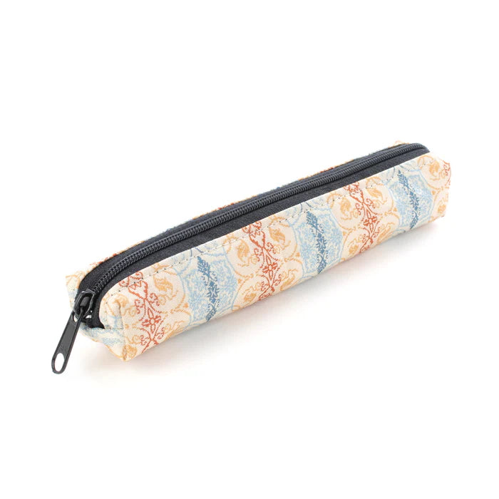 Nishijin-ori Pencil Case - Grapevine Arabesques / White Brown - , Made in Kyoto, Japan, Japanese traditional craft pen case