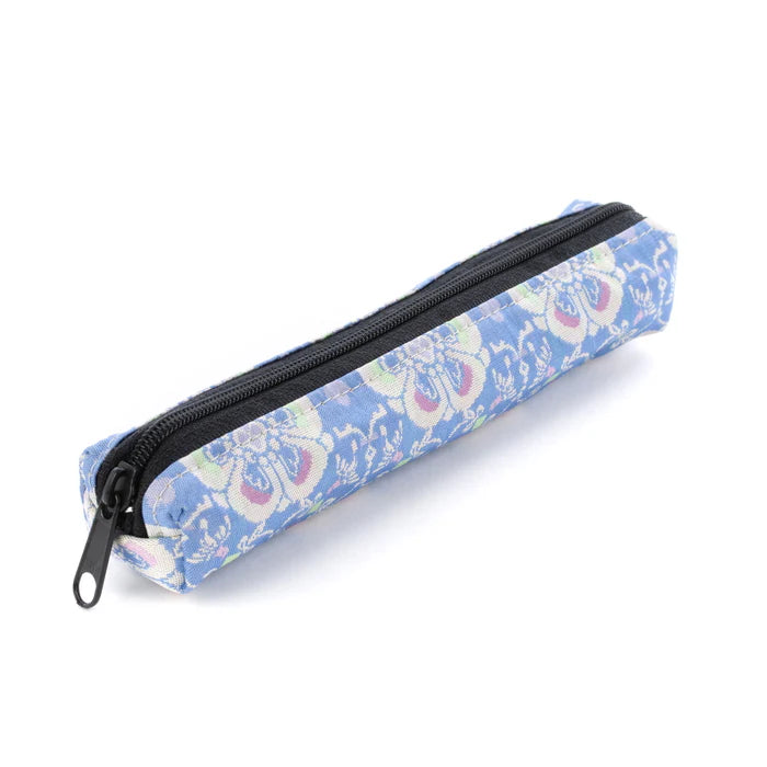 Nishijin-ori Pencil Case - Flowers and Birds / Pale Blue - , Made in Kyoto, Japan, Japanese traditional craft pen case