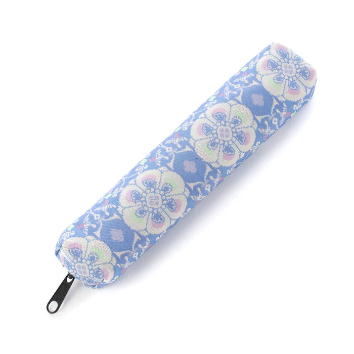 Nishijin-ori Pencil Case - Flowers and Birds / Pale Blue - , Made in Kyoto, Japan, Japanese traditional craft pen case