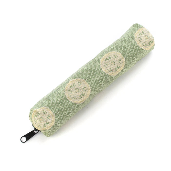 Nishijin-ori Pencil Case - Ring Pattern / Green - , Made in Kyoto, Japan, Japanese traditional craft pen case