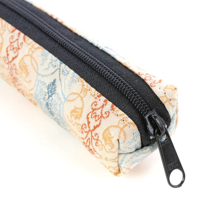 Nishijin-ori Pencil Case - Grapevine Arabesques / White Brown - , Made in Kyoto, Japan, Japanese traditional craft pen case