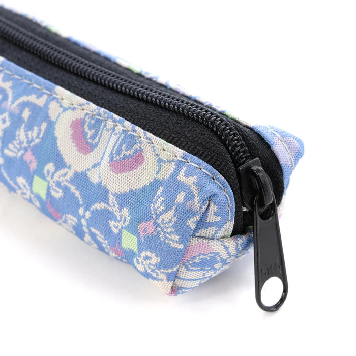 Nishijin-ori Pencil Case - Flowers and Birds / Pale Blue - , Made in Kyoto, Japan, Japanese traditional craft pen case