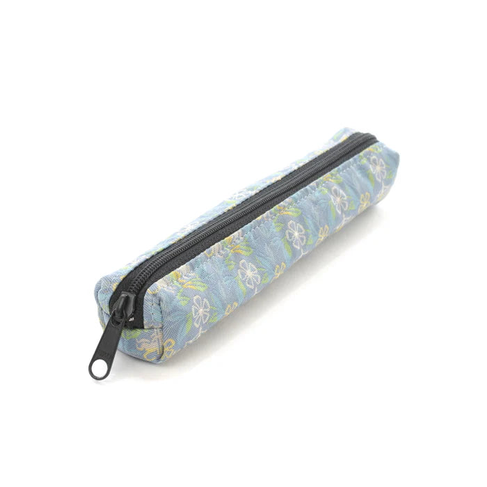 Nishijin-ori Pencil Case - Marrying Mice in the Cut-paper Appearance / Blue-Grey - , Made in Kyoto, Japan, Japanese traditional craft pen case
