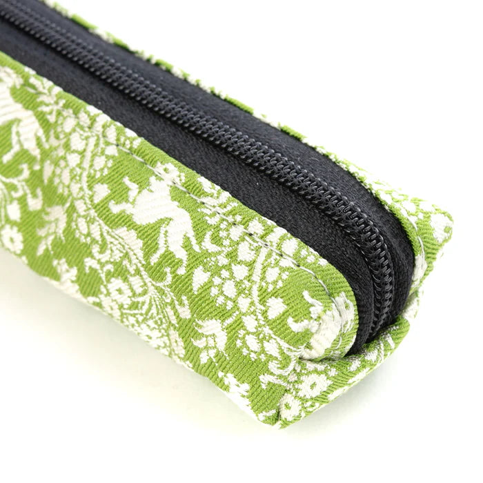 Nishijin-ori Pencil Case - Flower and Dog - , Made in Kyoto, Japan, Japanese traditional craft pen case