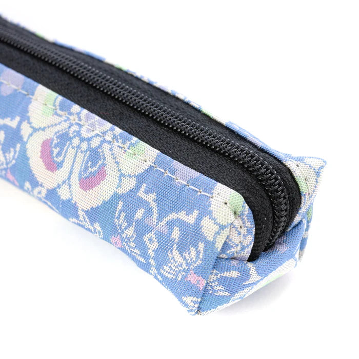 Nishijin-ori Pencil Case - Flowers and Birds / Pale Blue - , Made in Kyoto, Japan, Japanese traditional craft pen case