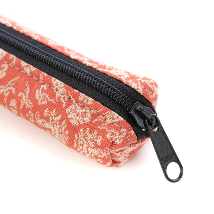 Nishijin-ori Pencil Case - Goats and Flowering Plants Design - , Made in Kyoto, Japan, Japanese traditional craft pen case