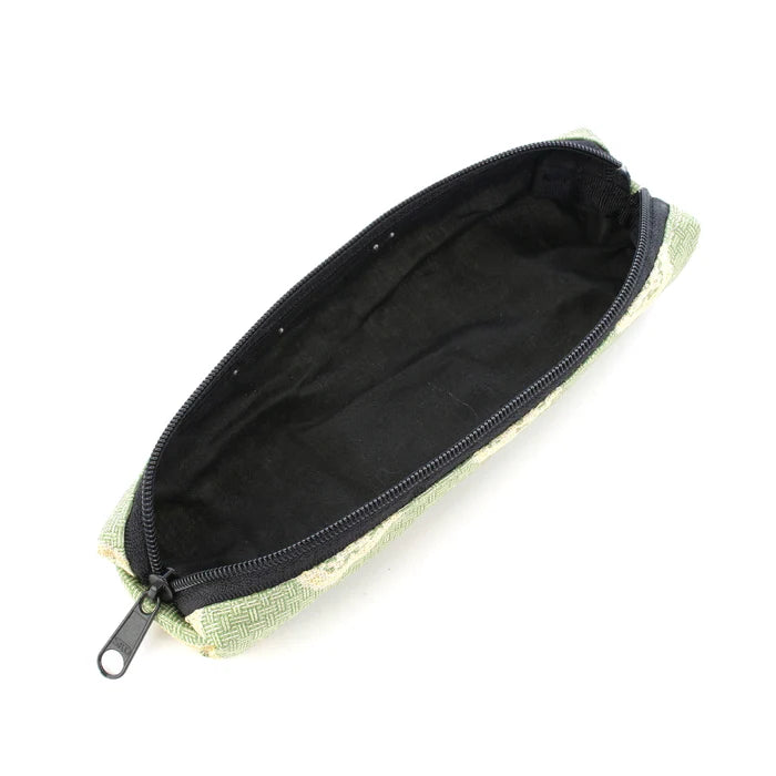 Nishijin-ori Pencil Case - Ring Pattern / Green - , Made in Kyoto, Japan, Japanese traditional craft pen case