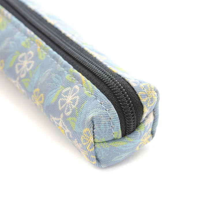 Nishijin-ori Pencil Case - Marrying Mice in the Cut-paper Appearance / Blue-Grey - , Made in Kyoto, Japan, Japanese traditional craft pen case