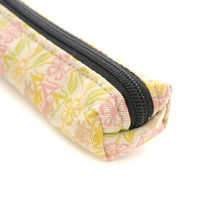 Nishijin-ori Pencil Case - Marrying Mice in the Cut-paper Appearance / White Clay - , Made in Kyoto, Japan, Japanese traditional craft pen case