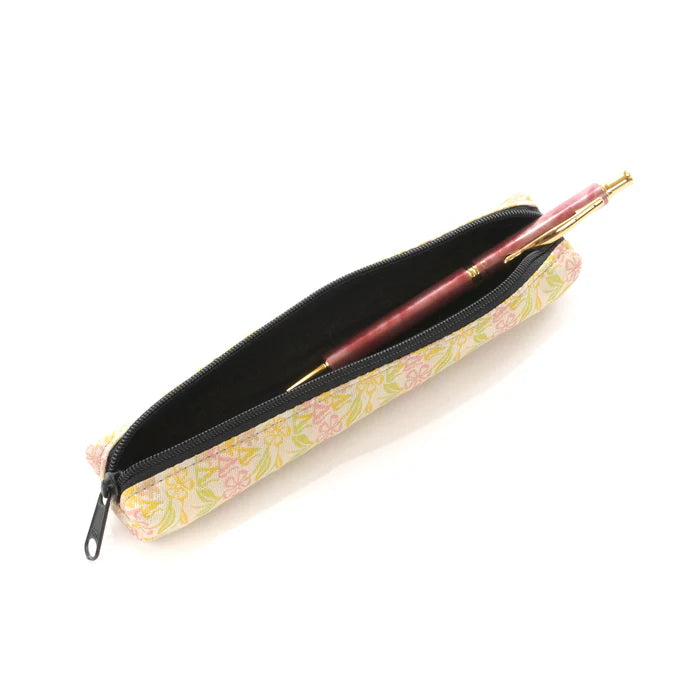 Nishijin-ori Pencil Case - Marrying Mice in the Cut-paper Appearance / White Clay - , Made in Kyoto, Japan, Japanese traditional craft pen case