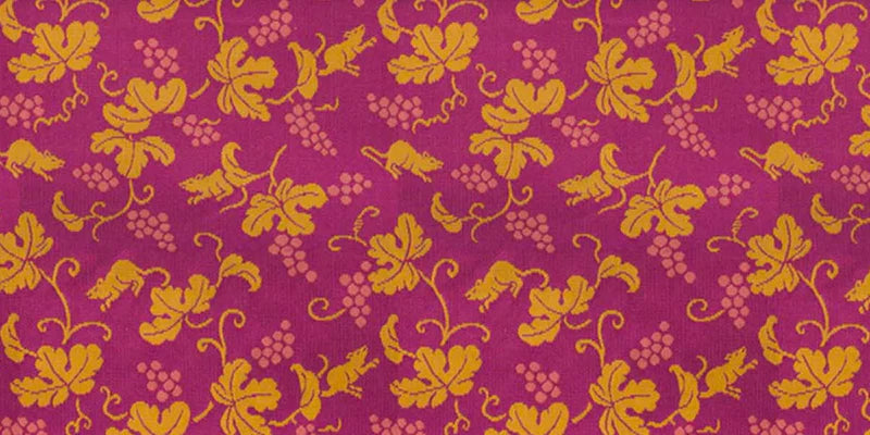 Nishijin-ori Pencil Case - Grapes and Mice Pattern - , Made in Kyoto, Japan, Japanese traditional craft pen case