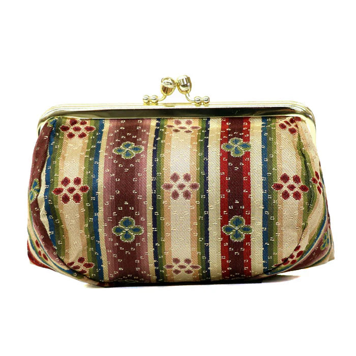 Nishijin-ori Small Pouch - Flower -, Made in Kyoto, Japan, Cosmetic Pouch, Makeup Pouch, Japanese Gamaguchi Pouch, Travel Toiletry Pouch, Stationery Pouch, Bag organizer, Bag in Bag