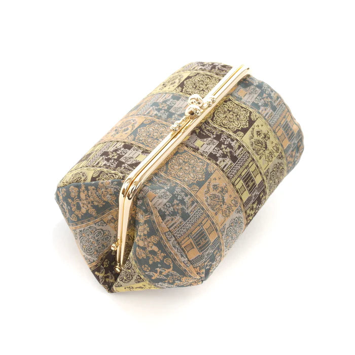 Nishijin-ori Small Pouch - Wildlife and Flower -, Made in Kyoto, Japan, Cosmetic Pouch, Makeup Pouch, Japanese Gamaguchi Pouch, Travel Toiletry Pouch, Stationery Pouch, Bag organizer, Bag in Bag