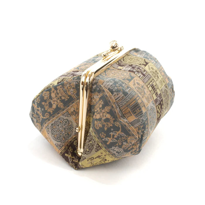 Nishijin-ori Small Pouch - Wildlife and Flower -, Made in Kyoto, Japan, Cosmetic Pouch, Makeup Pouch, Japanese Gamaguchi Pouch, Travel Toiletry Pouch, Stationery Pouch, Bag organizer, Bag in Bag