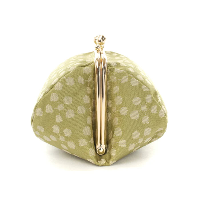 Nishijin-ori Small Pouch - Plum Blossom / Muted Greenish Yellow -, Made in Kyoto, Japan, Cosmetic Pouch, Makeup Pouch, Japanese Gamaguchi Pouch, Travel Toiletry Pouch, Stationery Pouch, Bag organizer, Bag in Bag