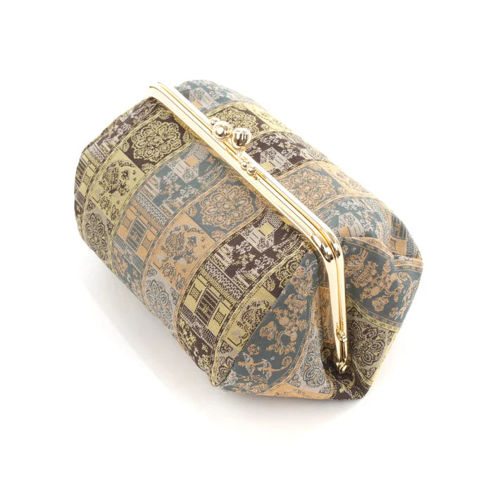 Nishijin-ori Small Pouch - Wildlife and Flower -, Made in Kyoto, Japan, Cosmetic Pouch, Makeup Pouch, Japanese Gamaguchi Pouch, Travel Toiletry Pouch, Stationery Pouch, Bag organizer, Bag in Bag