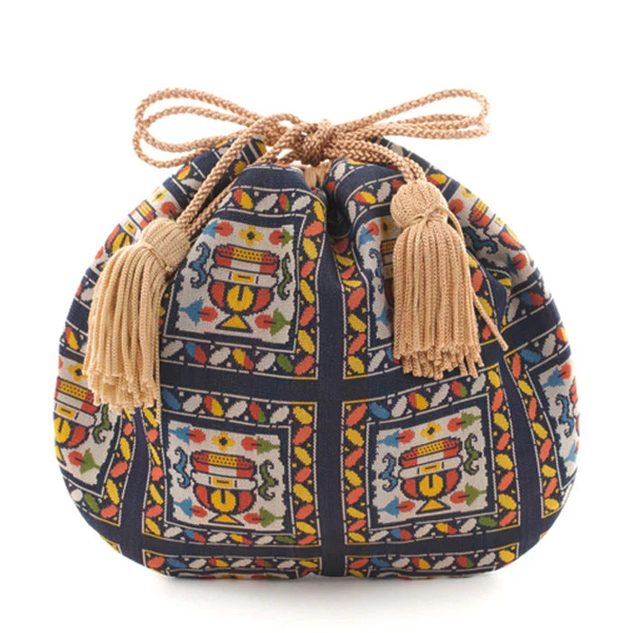 Nishijin-ori Small Drawstring Bag - Flower Cup -, Made in Kyoto, Japan, Japanese traditional craft purse