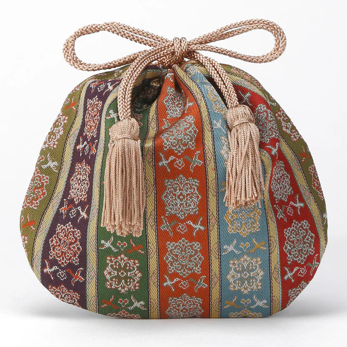 Nishijin-ori Small Drawstring Bag - Flower and Bird -, Made in Kyoto, Japan, Japanese traditional craft purse