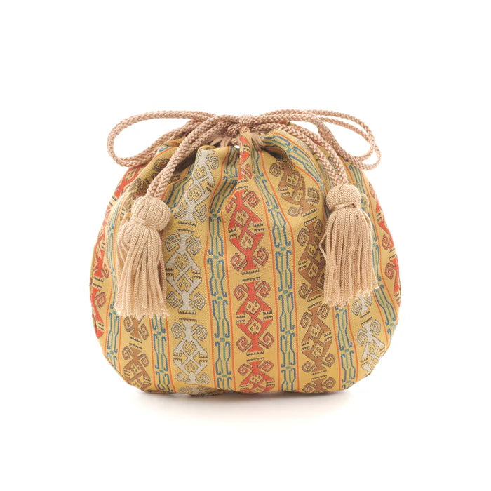 Nishijin-ori Small Drawstring Bag - Monkey -, Made in Kyoto, Japan, Japanese traditional craft purse
