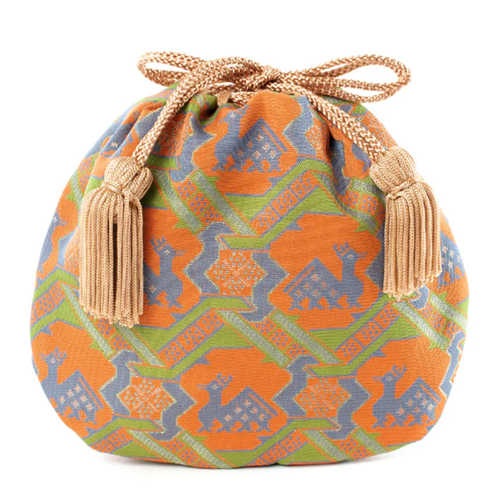 Nishijin-ori Small Drawstring Bag - Deer -, Made in Kyoto, Japan, Japanese traditional craft purse