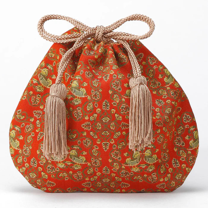 Nishijin-ori Small Drawstring Bag - Mandarin Ducks -, Made in Kyoto, Japan, Japanese traditional craft purse