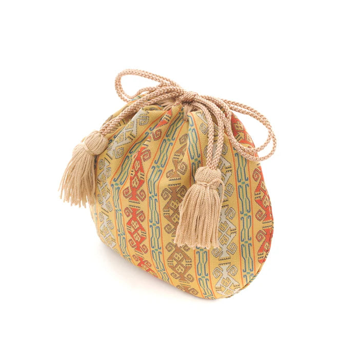 Nishijin-ori Small Drawstring Bag - Monkey -, Made in Kyoto, Japan, Japanese traditional craft purse