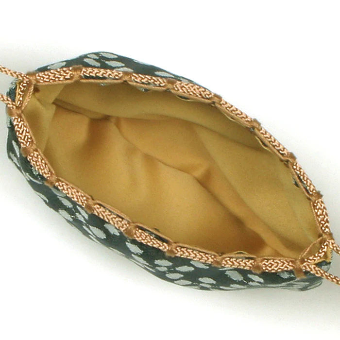 Nishijin-ori Small Drawstring Bag - Plum Blossom / Iron -, Made in Kyoto, Japan, Japanese traditional craft purse