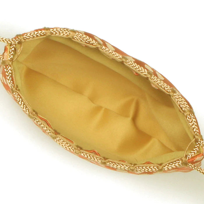Nishijin-ori Small Drawstring Bag - Plum Blossom / Rose -, Made in Kyoto, Japan, Japanese traditional craft purse