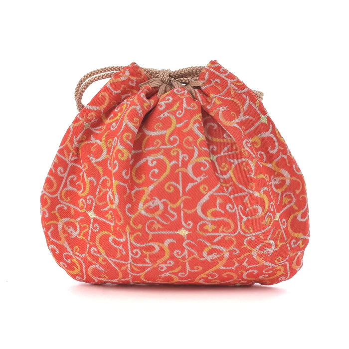 Nishijin-ori Small Drawstring Bag - Dragon / Red -, Made in Kyoto, Japan, Japanese traditional craft purse