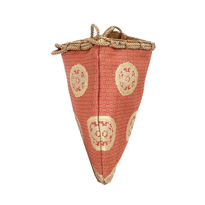 Nishijin-ori Small Drawstring Bag - Wheel-shaped Treasure / Rose -, Made in Kyoto, Japan, Japanese traditional craft purse