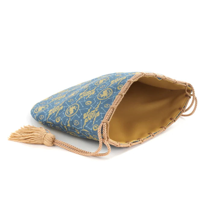 Nishijin-ori Small Drawstring Bag - Rabbit / Blue -, Made in Kyoto, Japan, Japanese traditional craft purse