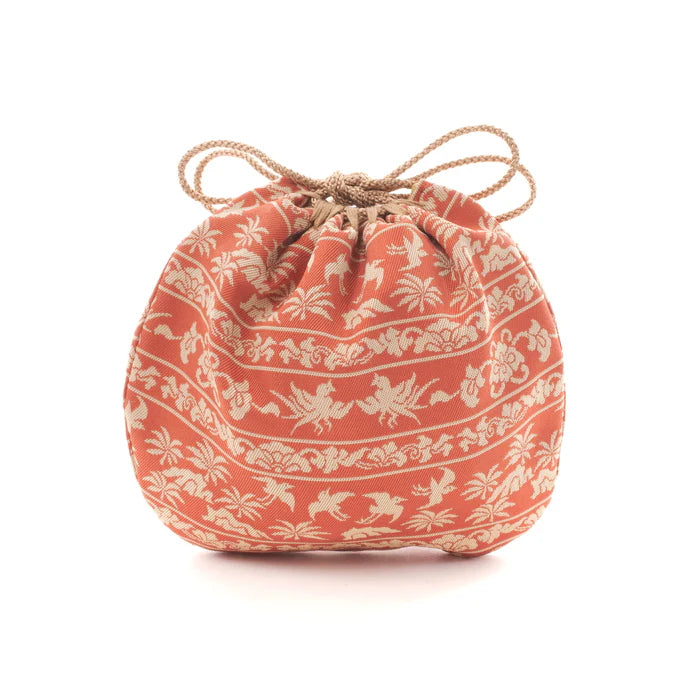 Nishijin-ori Small Drawstring Bag - Bird / Rose -, Made in Kyoto, Japan, Japanese traditional craft purse