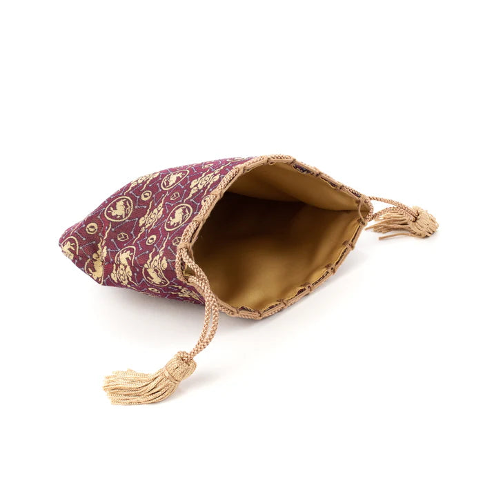 Nishijin-ori Small Drawstring Bag - Rabbit / Purple -, Made in Kyoto, Japan, Japanese traditional craft purse