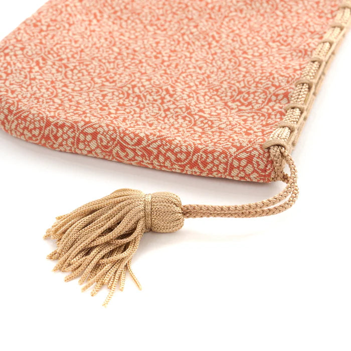 Nishijin-ori Small Drawstring Bag - Flower and Arabesque Pattern / Rose -, Made in Kyoto, Japan, Japanese traditional craft purse