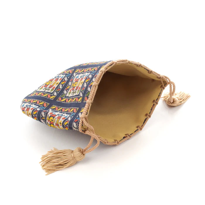 Nishijin-ori Small Drawstring Bag - Flower Cup -, Made in Kyoto, Japan, Japanese traditional craft purse
