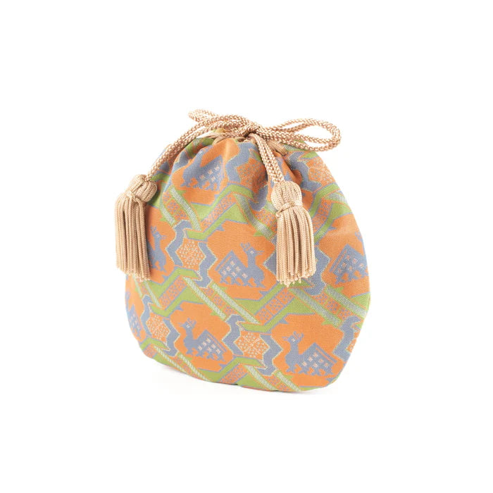 Nishijin-ori Small Drawstring Bag - Deer -, Made in Kyoto, Japan, Japanese traditional craft purse