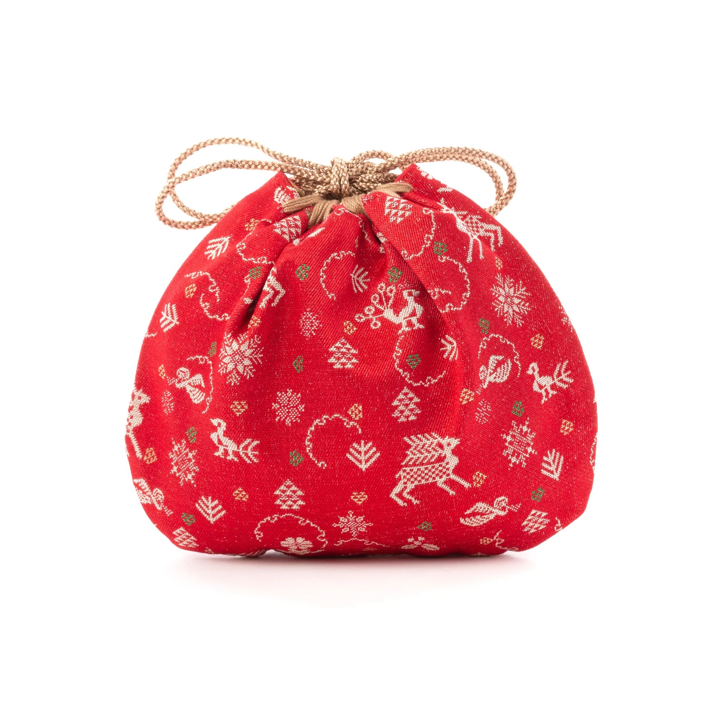 Nishijin-ori Small Drawstring Bag - Reindeer -, Made in Kyoto, Japan, Japanese traditional craft purse