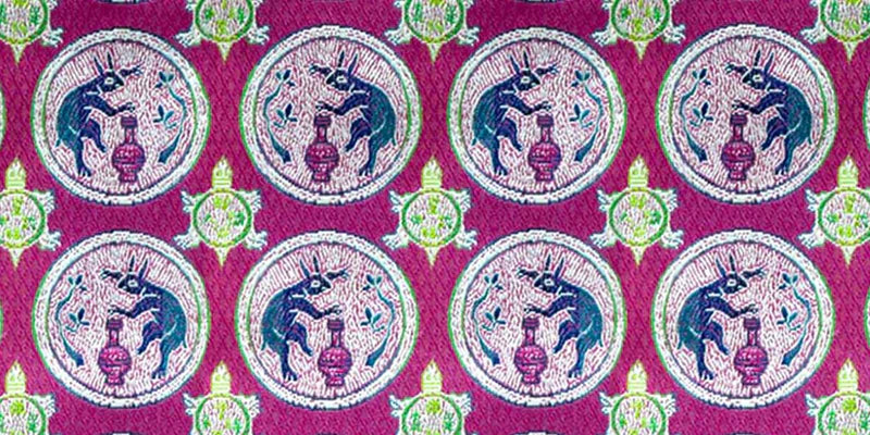 Nishijin-ori Small Drawstring Bag - Rabbit / Purple -, Made in Kyoto, Japan, Japanese traditional craft purse
