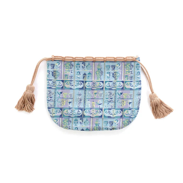 Nishijin-ori Small Drawstring Bag - Snake / Blue -, Made in Kyoto, Japan, Japanese traditional craft purse