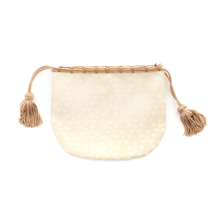 Nishijin-ori Small Drawstring Bag - Plum Blossom / White -, Made in Kyoto, Japan, Japanese traditional craft purse