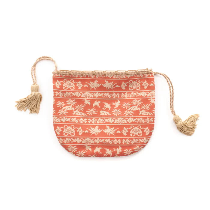 Nishijin-ori Small Drawstring Bag - Bird / Rose -, Made in Kyoto, Japan, Japanese traditional craft purse