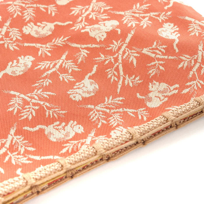 Nishijin-ori Small Drawstring Bag - Bamboo Groves and Cats / Rose -, Made in Kyoto, Japan, Japanese traditional craft purse
