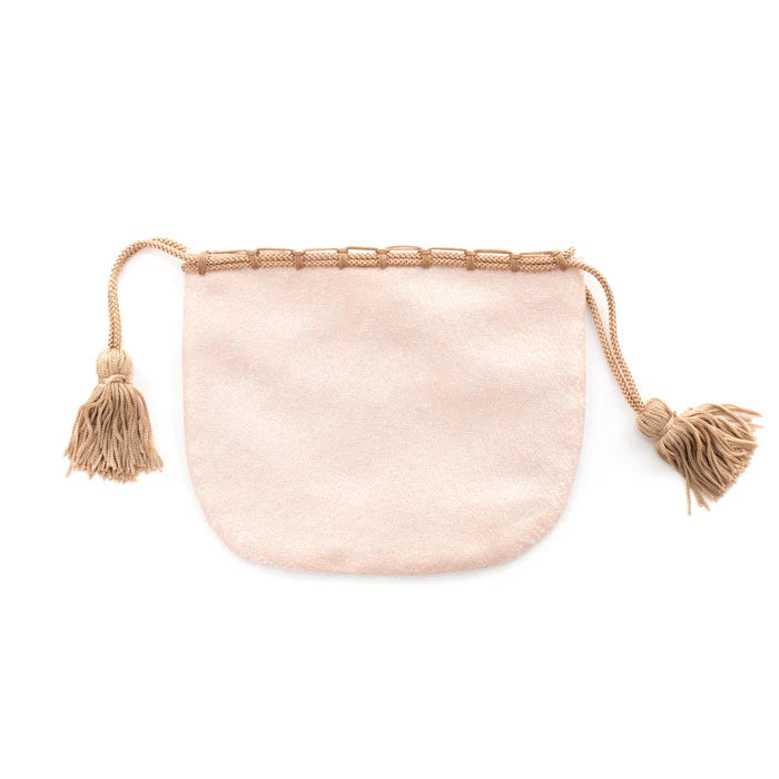 Nishijin-ori Small Drawstring Bag - Crumpled Pattern / Pink -, Made in Kyoto, Japan, Japanese traditional craft purse