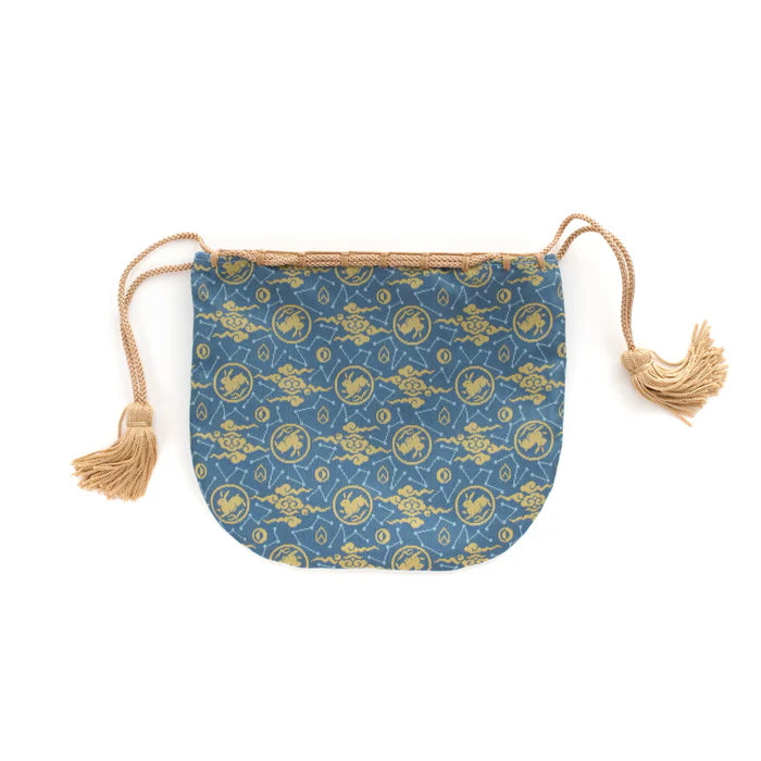 Nishijin-ori Small Drawstring Bag - Rabbit / Blue -, Made in Kyoto, Japan, Japanese traditional craft purse